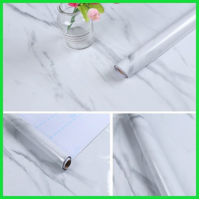 White Marble Kitchen Sticker 3meters x 60cm Aluminum quality selfadhessive Oilproof and heatpro
