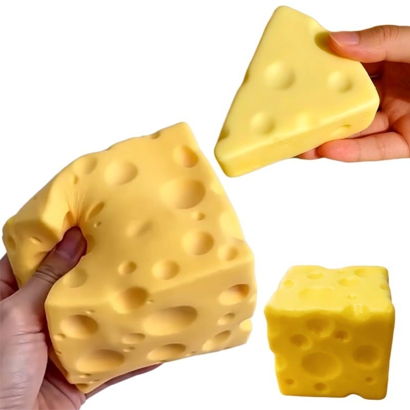 Soft Slow Rebound Cheese Cube Realistic Silicone Squeeze Stress Relief Gadget Desk Office Accessory Funny Anti-Anxiety - Image 4