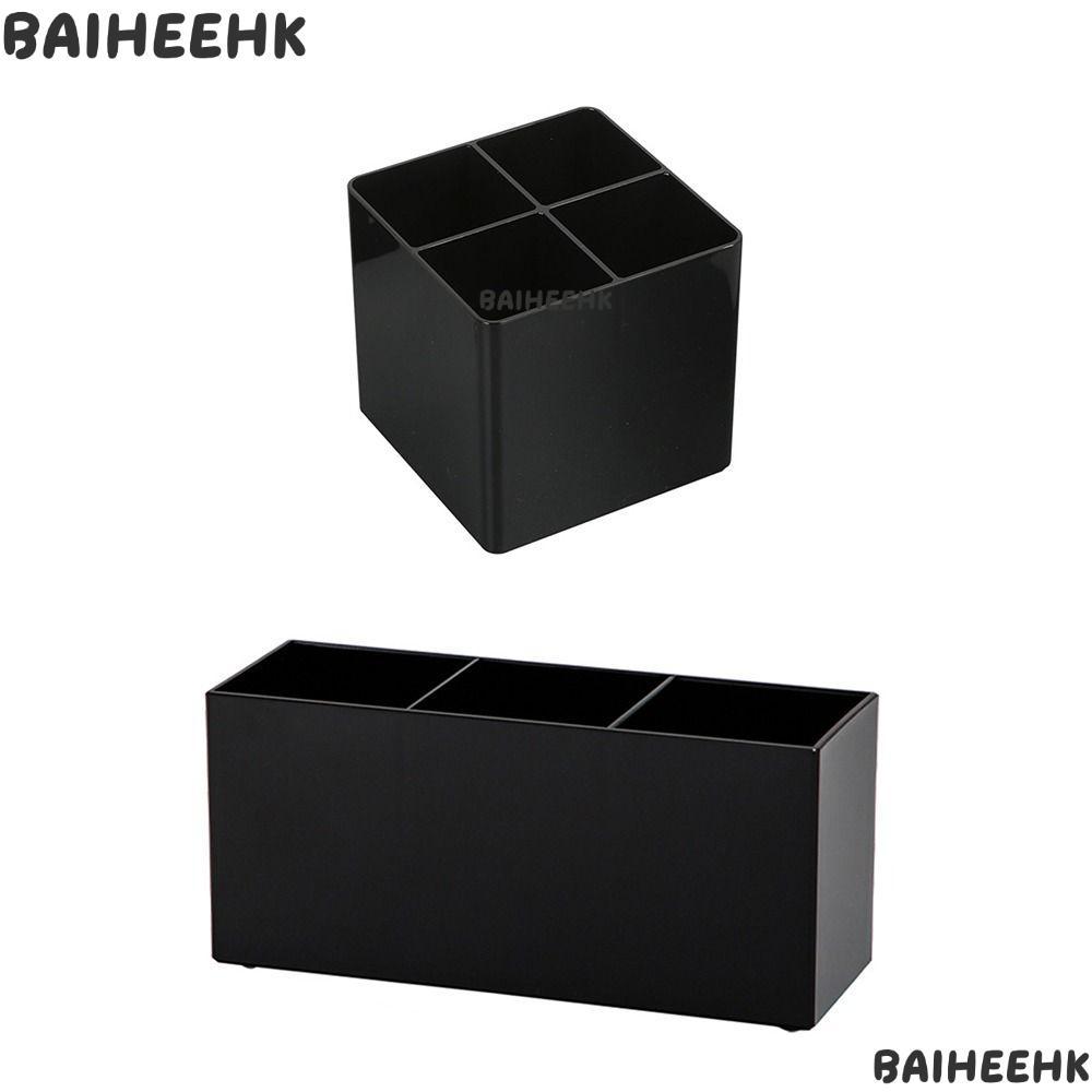 BAIHEIH Makeup Brush Holder, Black Plastic Pen Holder, Multi-functional Desktop Organizer School Office
