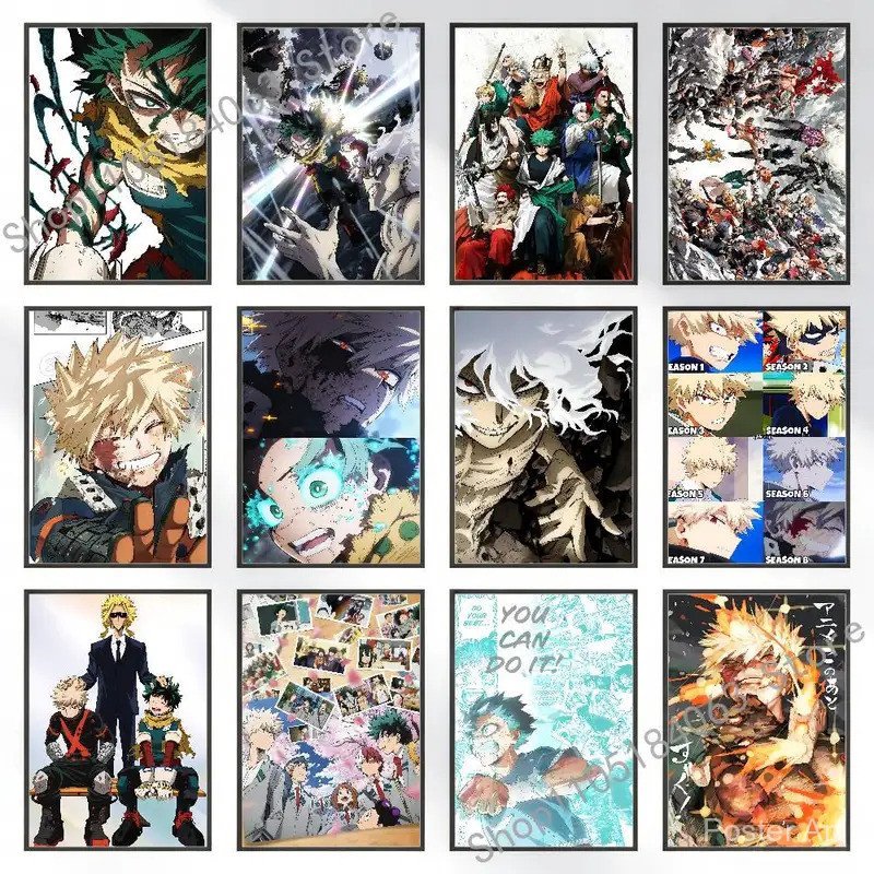 M-My H-Hero A-Academia 8 Poster Multi-Purpose Wall Art for Living Room Bedroom Office Hallway Bar Home Decor Gift