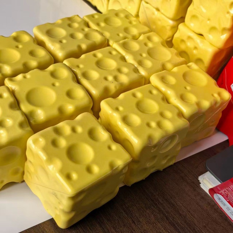 Soft Slow Rebound Cheese Cube Realistic Silicone Squeeze Stress Relief Gadget Desk Office Accessory Funny Anti-Anxiety - Image 3