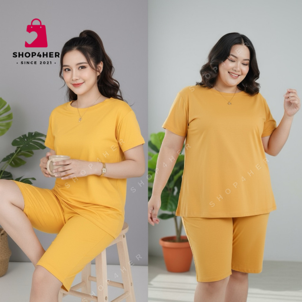 Shop4Her | KATHERINE Plain Colors Tshirt and Tokong Terno for Plus Size and Free Size Women Spandex — view 6