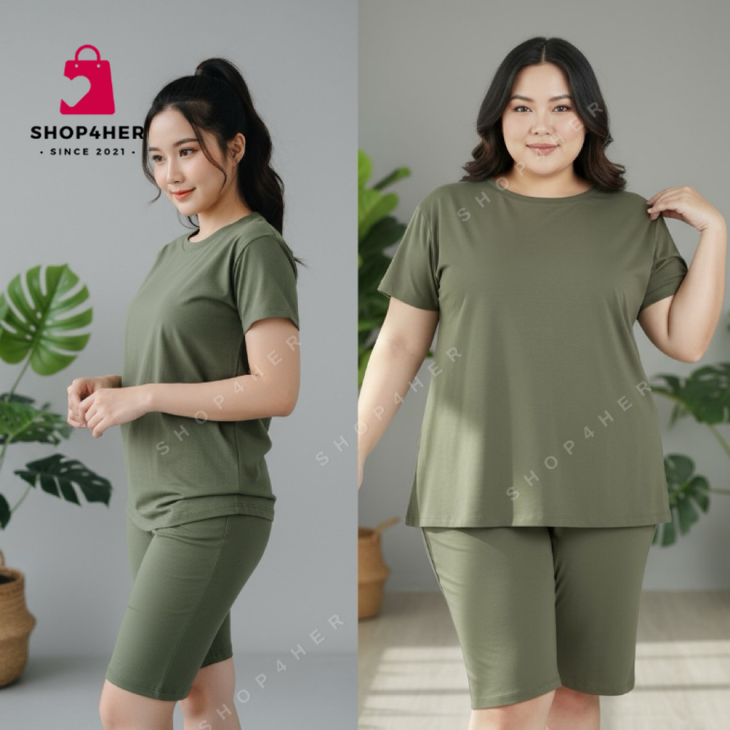 Shop4Her | KATHERINE Plain Colors Tshirt and Tokong Terno for Plus Size and Free Size Women Spandex — view 3