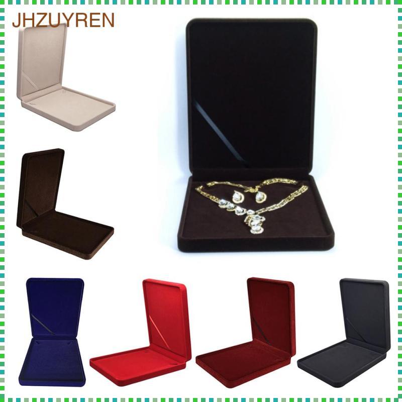 [jhzuyren] Soft Velvet Necklace Box Case with Lid Travel Jewelry Storage Organizer