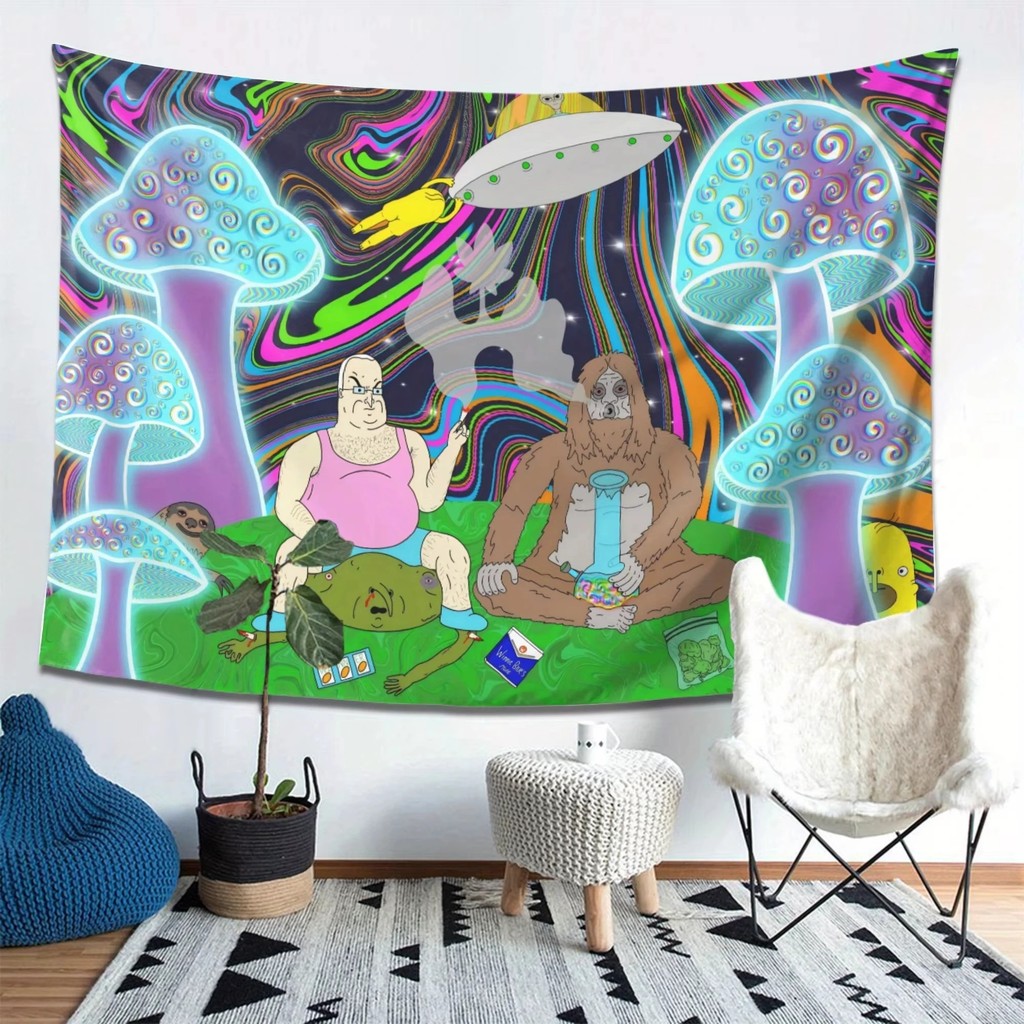 Fantasy Mushroom Forest Tapestry, Psychedelic Theme Wall Hanging for Living Room Feature Wall Mu HAK - Image 3
