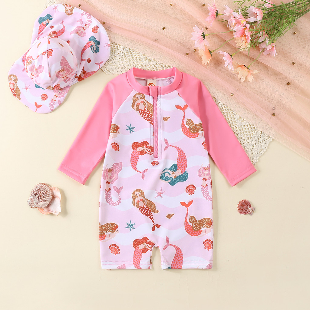 Oscarbaby Swimsuit For Kids Boy and Girls Onepiece Long Sleeve Rashguard with Swimming Cap Rushgard - Image 4