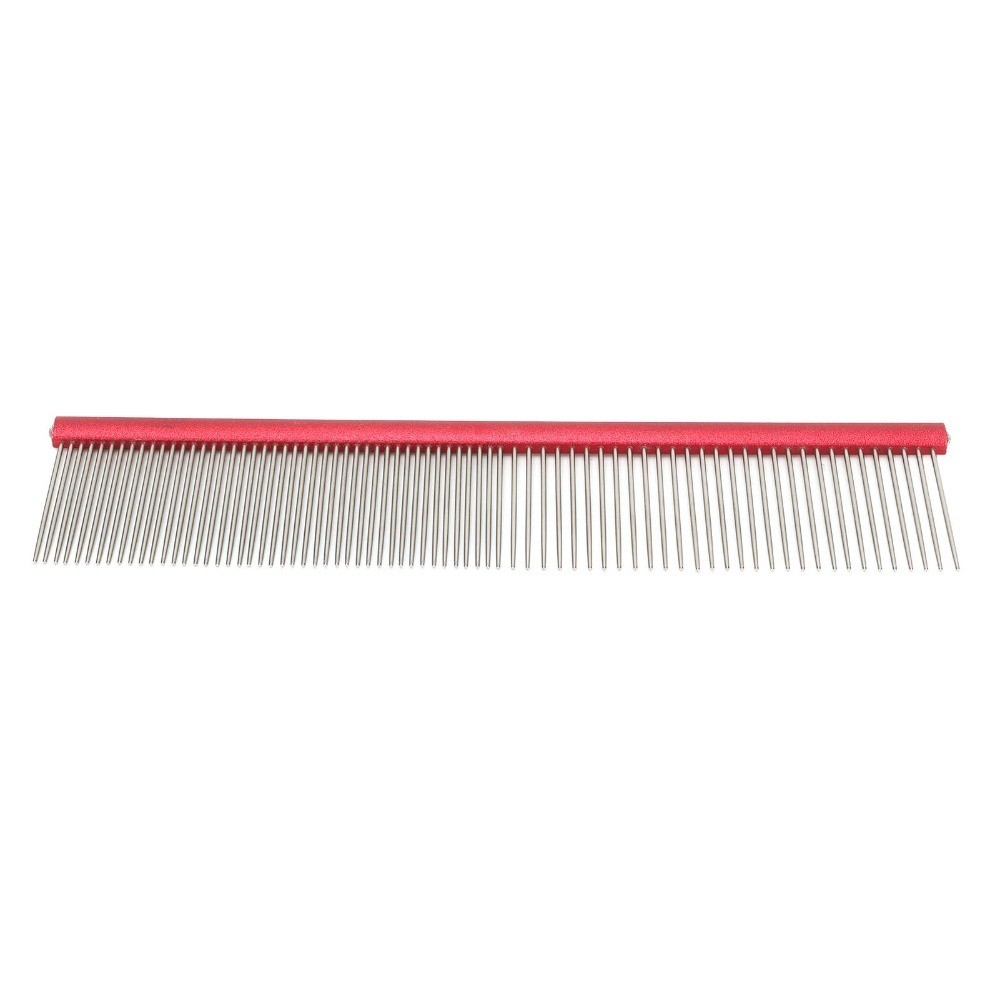 KANGNKA Pet Straight Comb, Metal Non Slip Handle Dog Grooming Comb, Handheld Portable Double Density Teeth Lightweight Body Round Teeth Cat Hair Comb Daily Fur Care - Image 3
