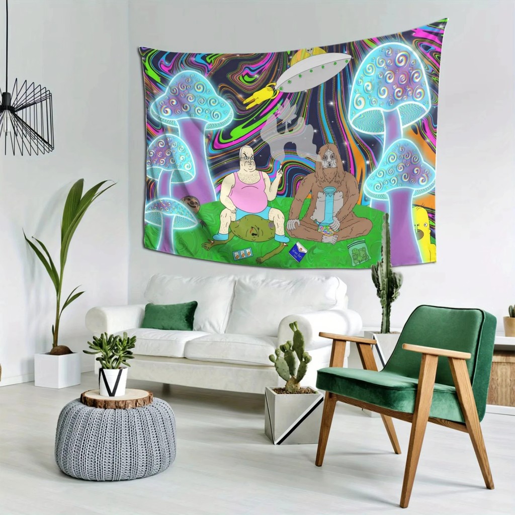 Fantasy Mushroom Forest Tapestry, Psychedelic Theme Wall Hanging for Living Room Feature Wall Mu HAK - Image 2