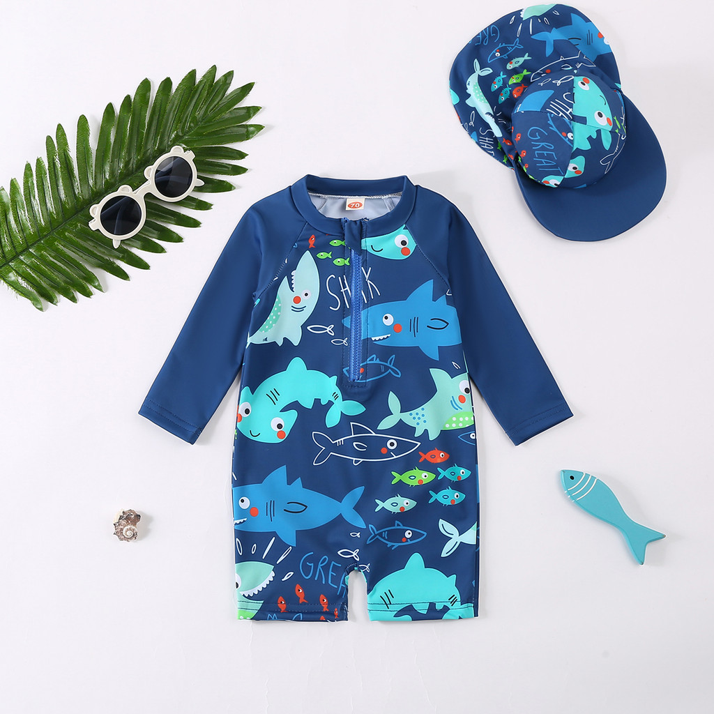 Oscarbaby Swimsuit For Kids Boy and Girls Onepiece Long Sleeve Rashguard with Swimming Cap Rushgard - Image 2