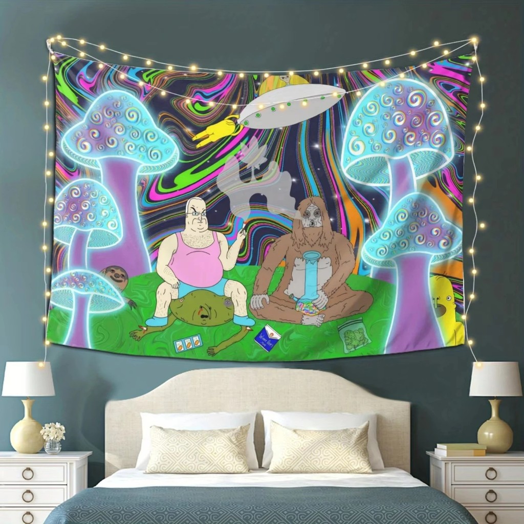 Fantasy Mushroom Forest Tapestry, Psychedelic Theme Wall Hanging for Living Room Feature Wall Mu HAK - Image 4