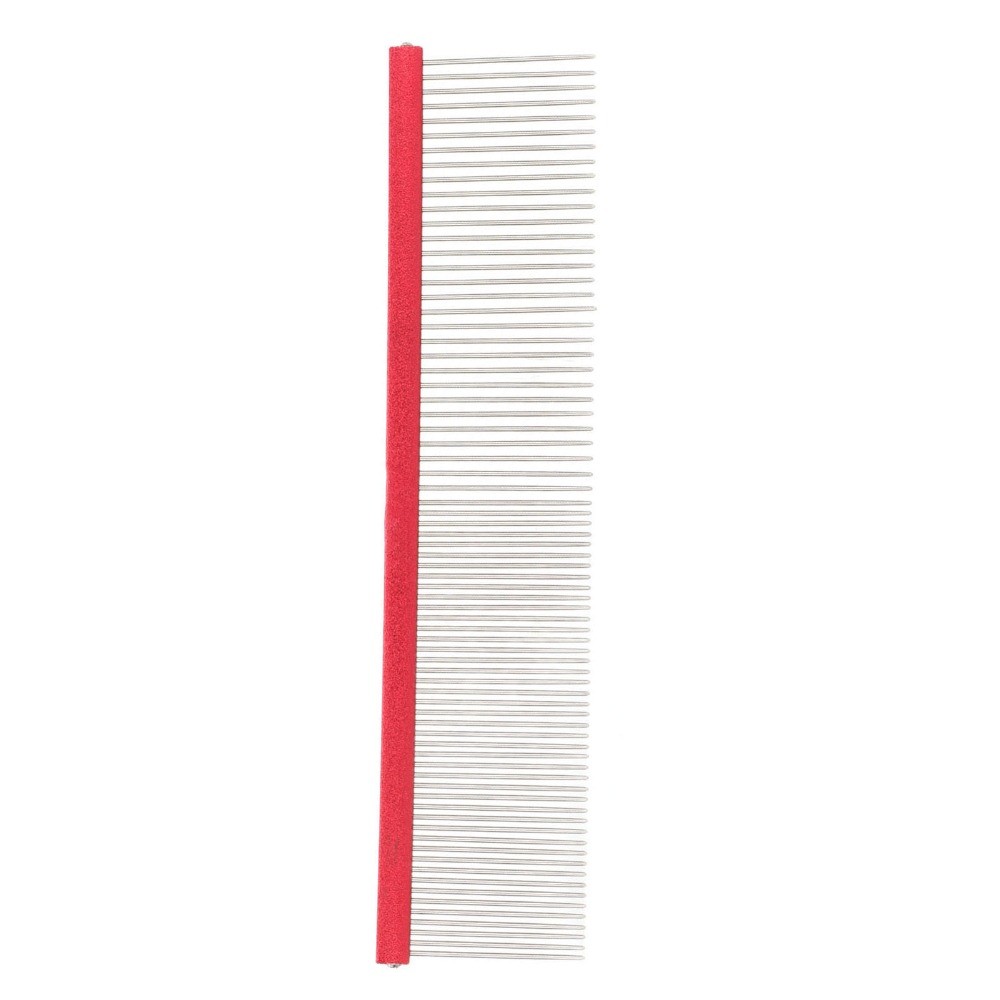KANGNKA Pet Straight Comb, Metal Non Slip Handle Dog Grooming Comb, Handheld Portable Double Density Teeth Lightweight Body Round Teeth Cat Hair Comb Daily Fur Care - Image 2