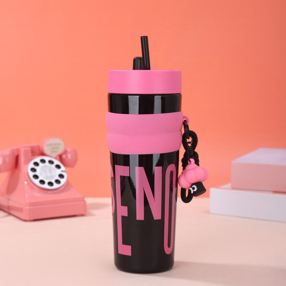 【Free gift / COD】900ML Sport Large Capacity Plastic Cup Portable Straw Cup Dopamine Color Water Cup — view 5