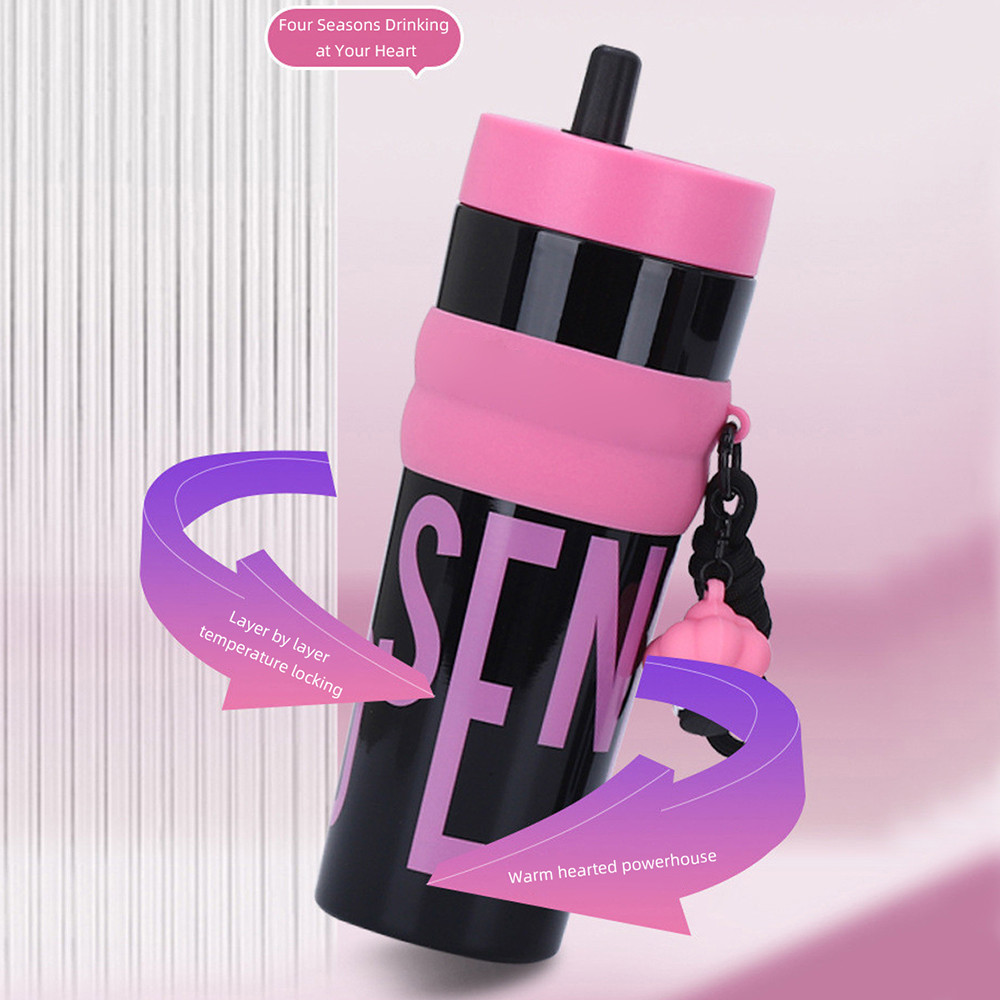 【Free gift / COD】900ML Sport Large Capacity Plastic Cup Portable Straw Cup Dopamine Color Water Cup — view 4