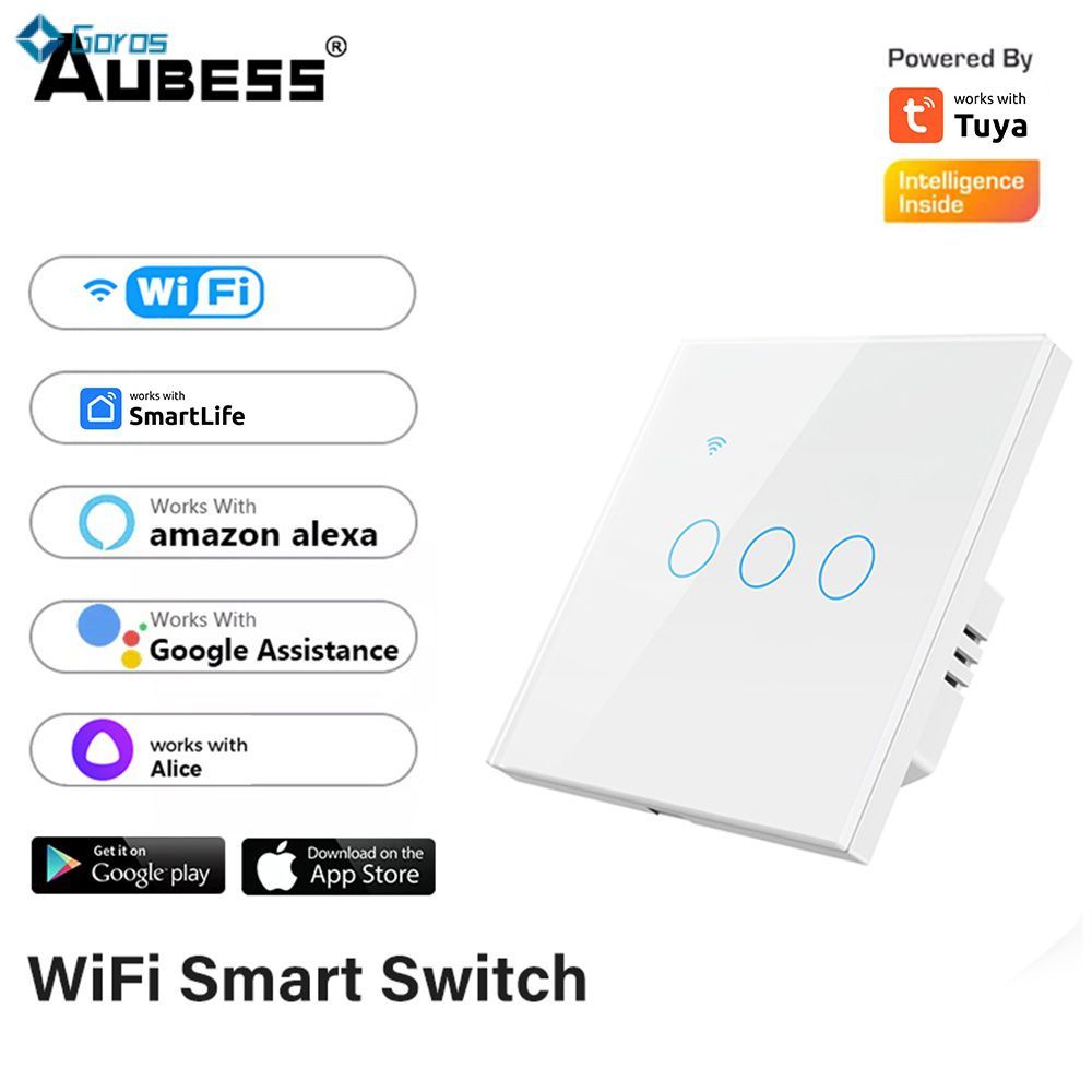 Smart Home Automation Smart Touch Switch Wifi 1/2/3/4gang Tuya Neutral Wire Switch For Alexa And Google Home Wireless Remote Control Wall Panel Smart Life App