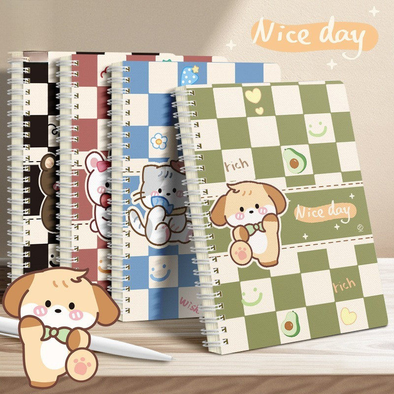 4pcs/A5 Notebook Binder Notebook Cute Pattern Notebook Coil Book Spiral Notebook Office Supplies — view 4
