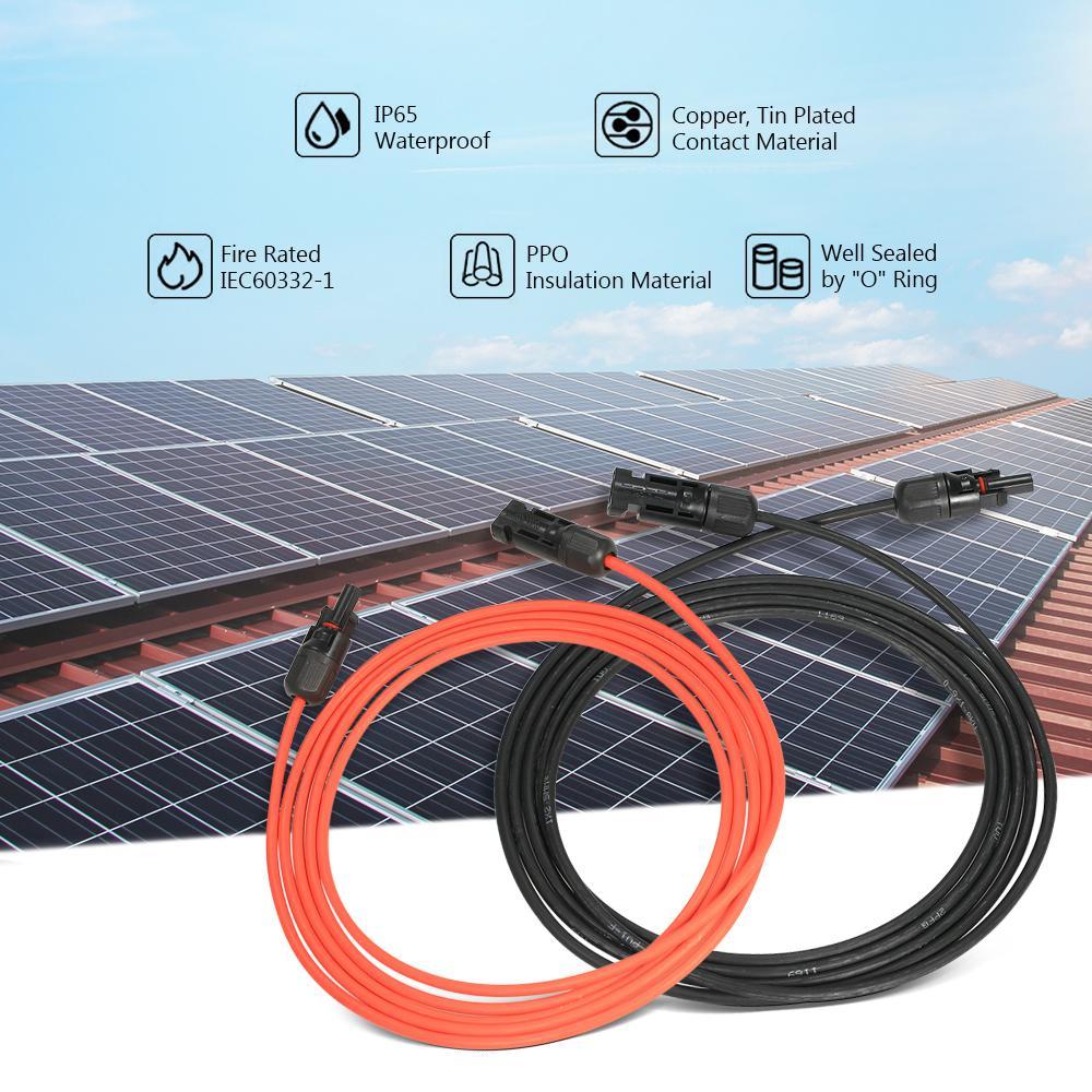 Solar Panel Extension Cable 10/20/30 Feet 12AWG Wire with MC4 Female and Male Connector 6m㎡/4m㎡ — view 3