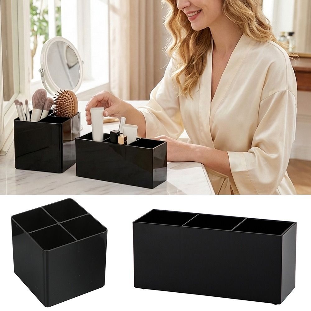 BAIHEIH Makeup Brush Holder, Black Plastic Pen Holder, Multi-functional Desktop Organizer School Office - Image 2
