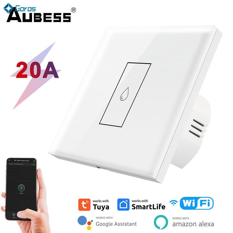 Work With Alexa Google Home Smart Switch Smart Life WiFi 20A Water Heater Switch Smart Home Timing Remote Control Smart Touch Switch Tuya