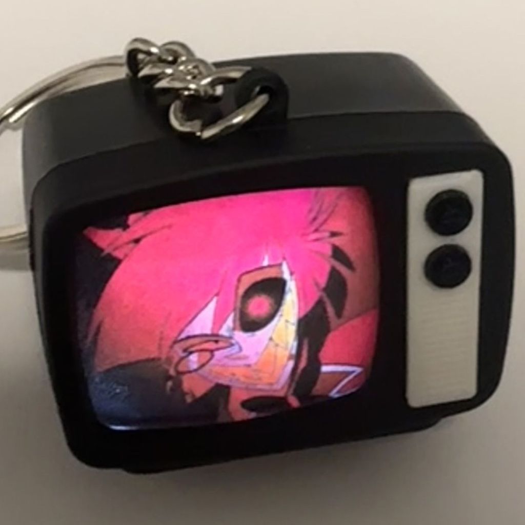 Hell Inn Alasto ala Creative Luminous Voice Mini Small TV Keychain Schoolbag Pendant - Image 3
