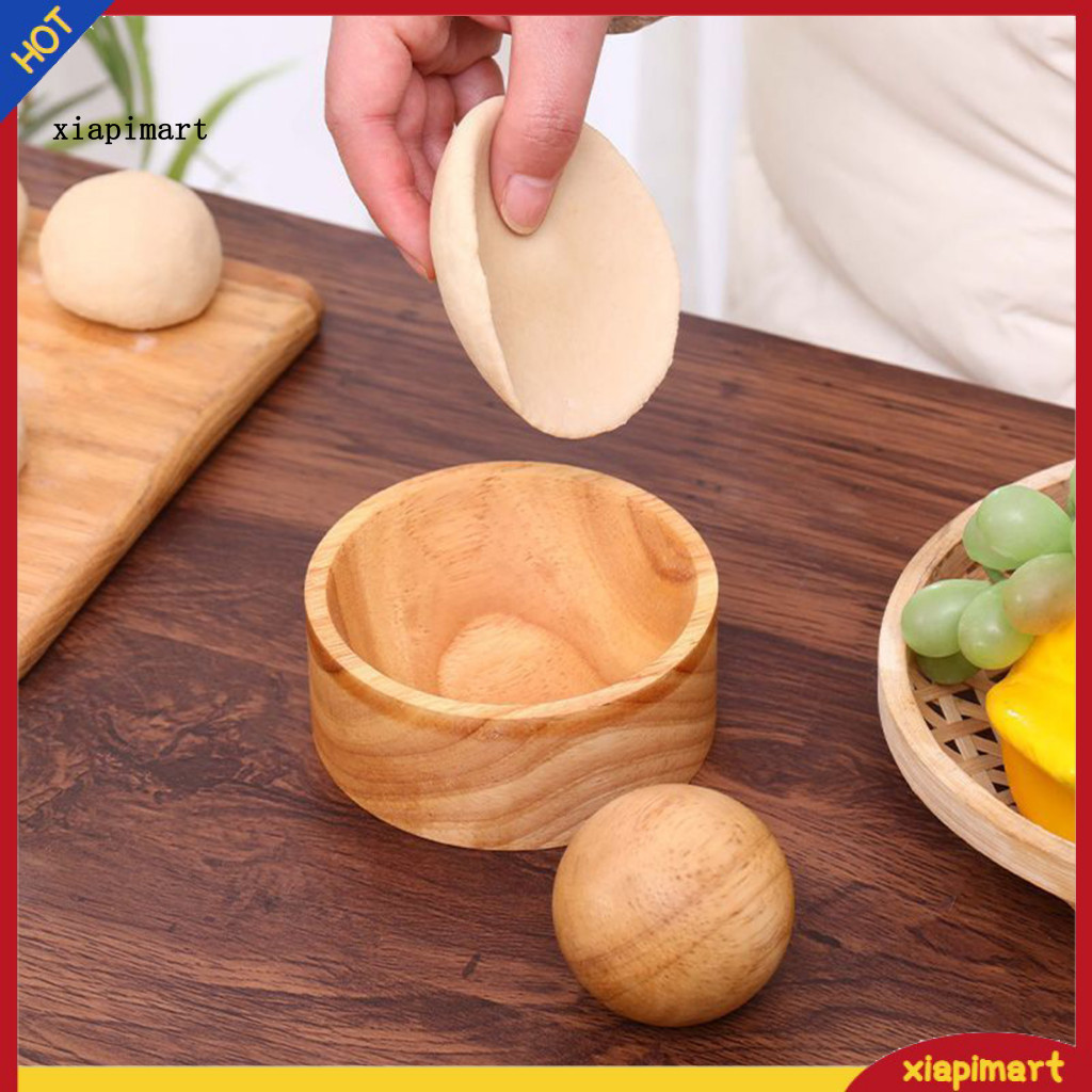 {xiapimart} Dumpling Dough Roller Wooden Rolling Ball Tool Wooden Round Dumpling Maker Hand Press Mold Diy Wonton Wrapper Tool Dumpling Mold for Easy Home Kitchen Cooking