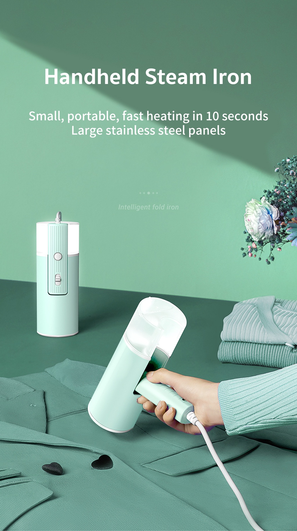 HODEKT Steam Iron Handheld Garment Steamer Travel Steamer Iron for