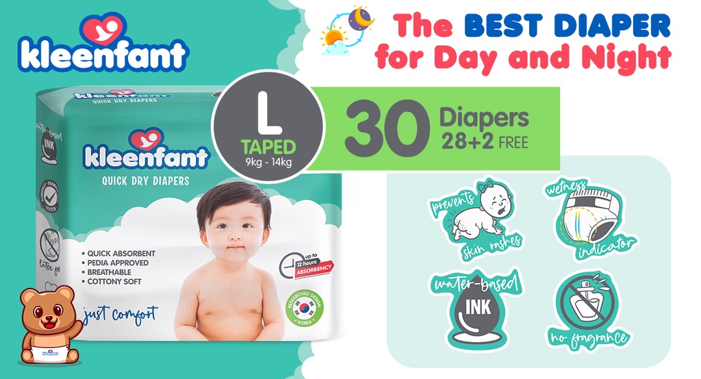 Kleenfant Diaper for Baby Taped Large Pack of 2, 60 pad Baby Needs