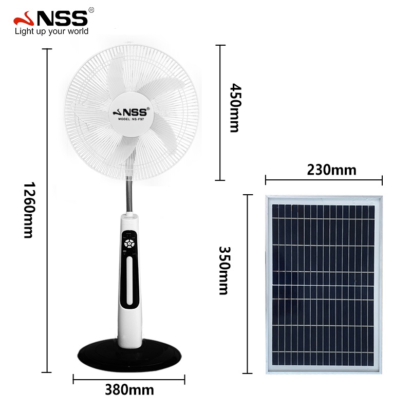 Nss Solar Electric Fan Rechargeable Fan Solar Fan With Solar Panel Ac Dc Dual Power V W