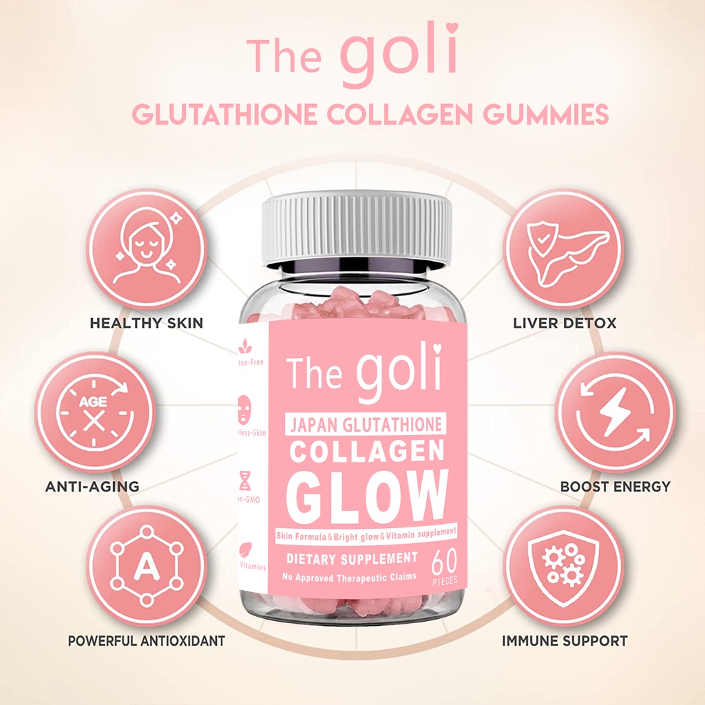 Thegoli Glutathione Collagen Gummies AntiAging Whitening Skin Glow
