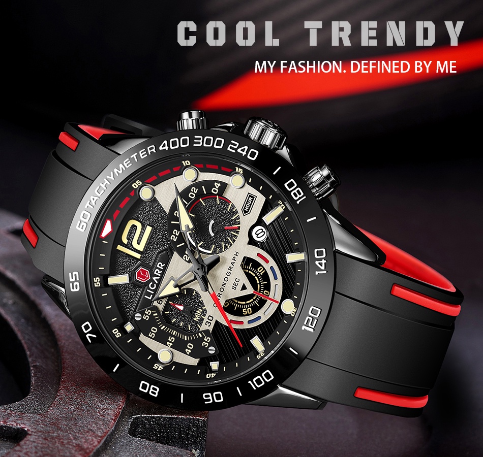 LICARR Men Watch Brand Luxury Casual Business Chrono Sport Date Display