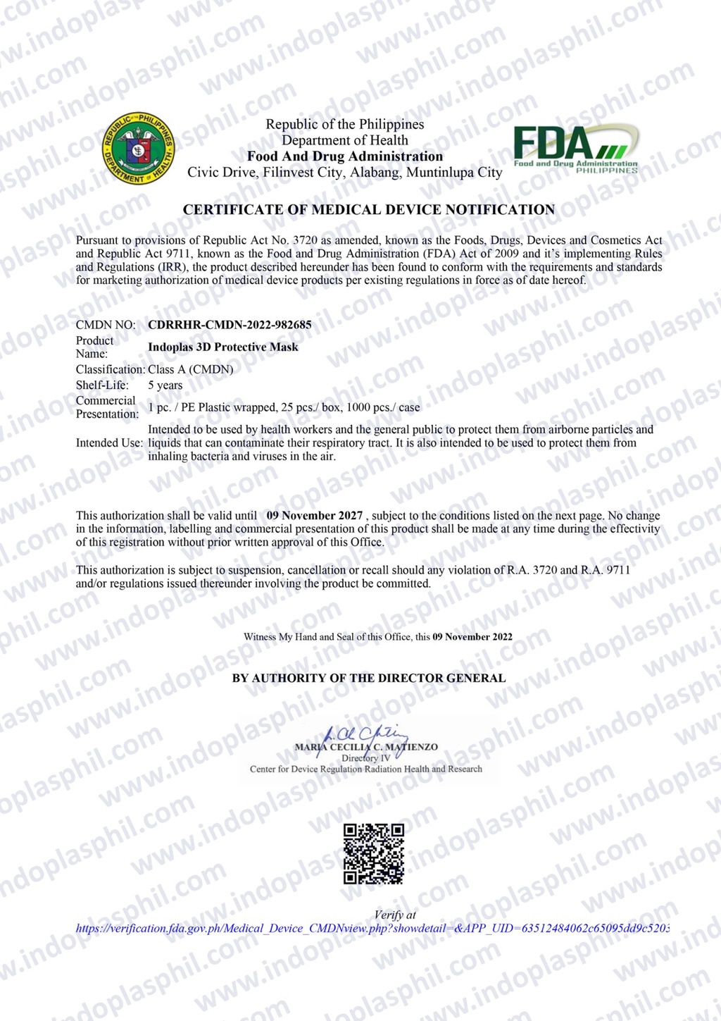 Indoplas KF94 3D Medium (Adult) Face Mask FDA Registered 25 Packs