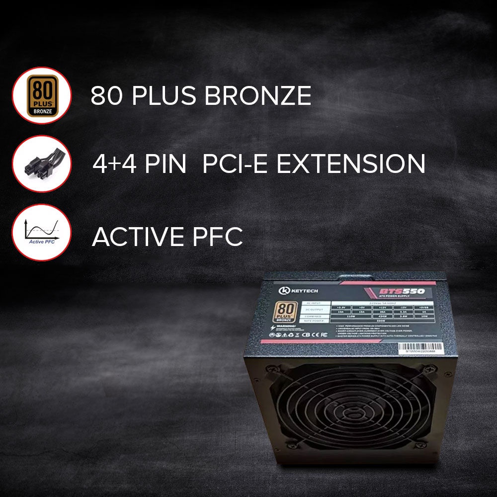 EasyPC Keytech BTS 450 550 650 watts Low Noise Highly Secure