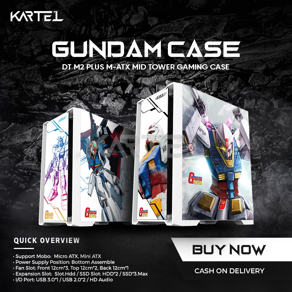 GUNDAM CASE WHITE GAMING Case PC Casing Gundam DT M2 Plus MATX MID