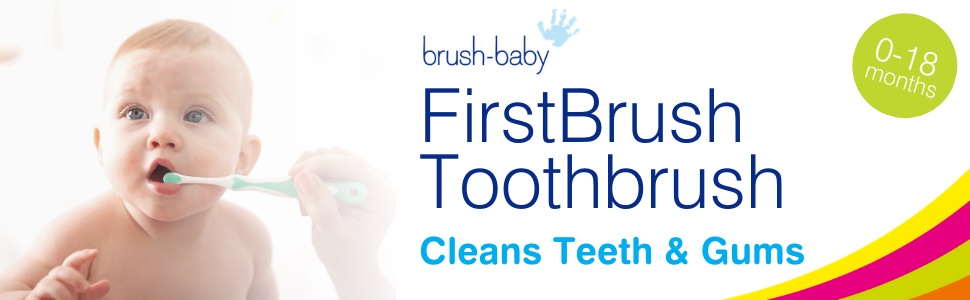 BrushBaby FirstBrush Baby Toothbrush-Small Head, Soft Bristles, Long Handle  (brush baby tooth brush) – Tickled Babies