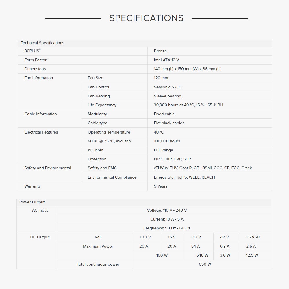 Fuente De Poder Seasonic SSR-550GB3 De 550W, ATX, 80 Plus Bronze