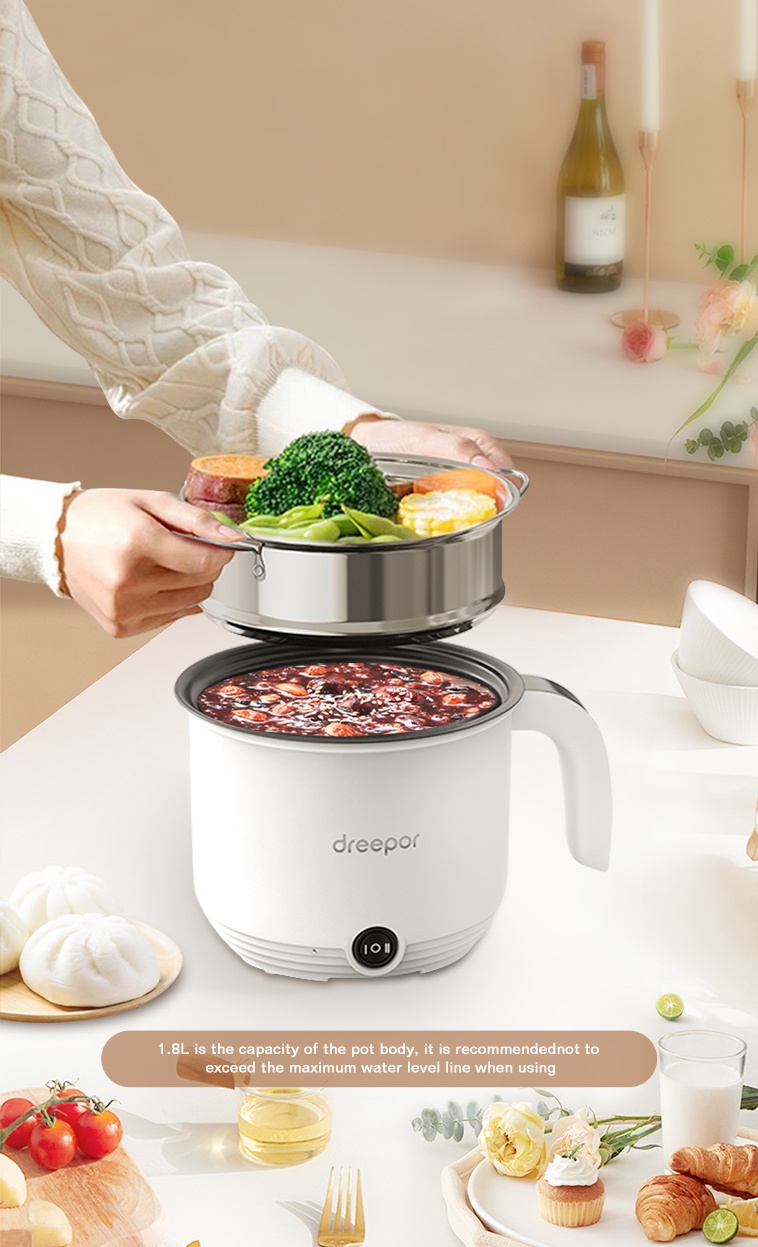 Dreepor Mini Rice Cooker With Steamer Small Non Stick Hot Pot