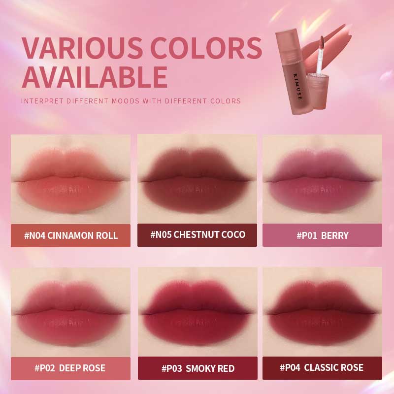 KIMUSE Water Tint Lip Glaze 13 Colors Waterproof Long Lasting Matte Liquid Lip Gloss Lipstick