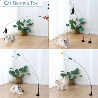 Powerful Sucker Steel Wire Cat Cuddling Stick Interactive Cat Fighting Toy Pet Supplies Feather Cat Cuddling #1