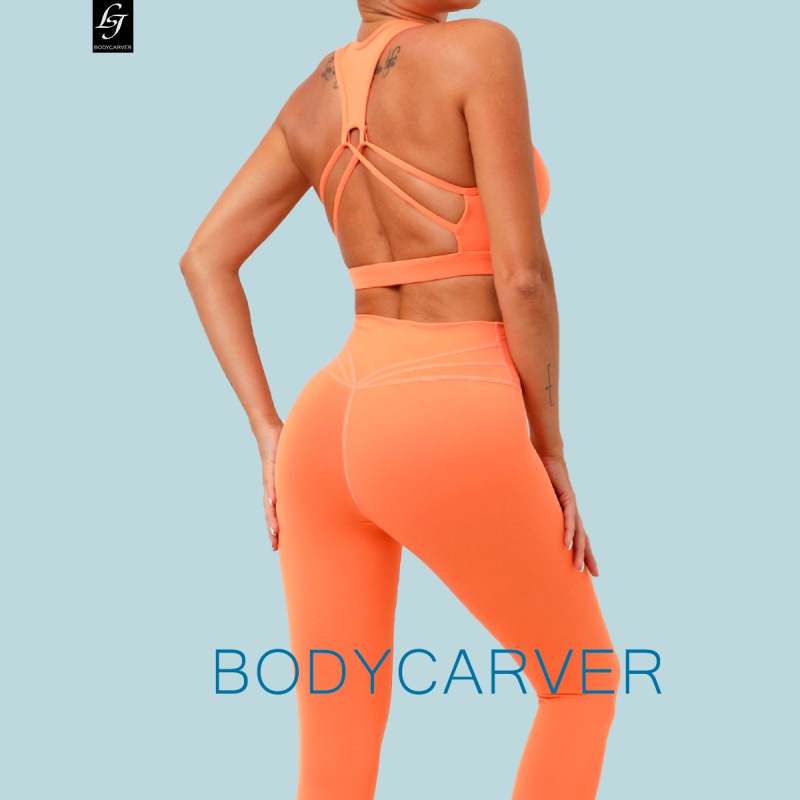 BODYCARVER Beauty Back Sports Yoga Outfit Women 2 Pcs Yoga Suit Shock –  BodyCarver