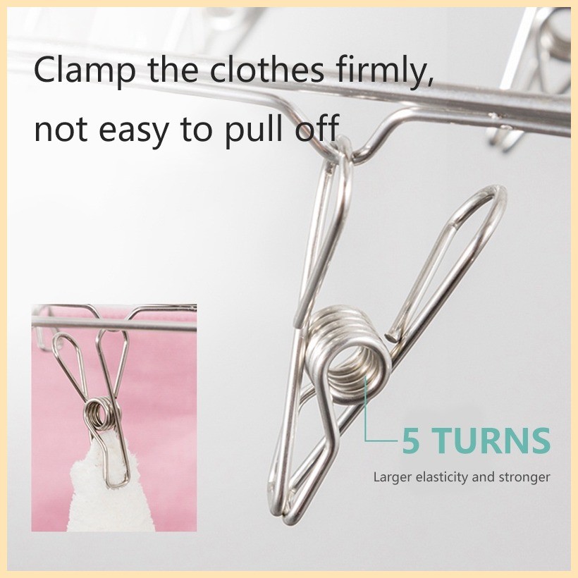 Stainless Steel  Drying Rack With 20 / 30 / 40 Clips Sock Underwear Cloth Hanger Laundry Dryer Pegs
