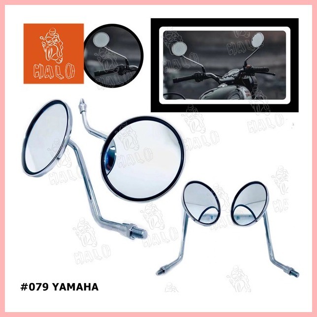 ,,[HALO MOTOR] Motorcycle 079 Yamaha Side Mirror Chrome (Round Big) 1 Pair Left and Righ