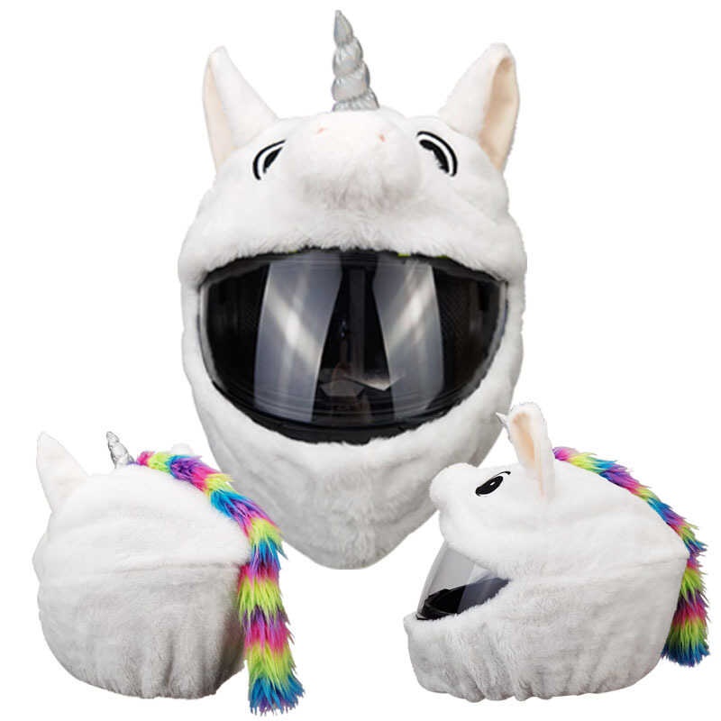 Biglang Helmet Cartoons Unicorn Nakakatawa Plush Helmet Protective Cover Helmet Full Face Covers Fo - Image 4