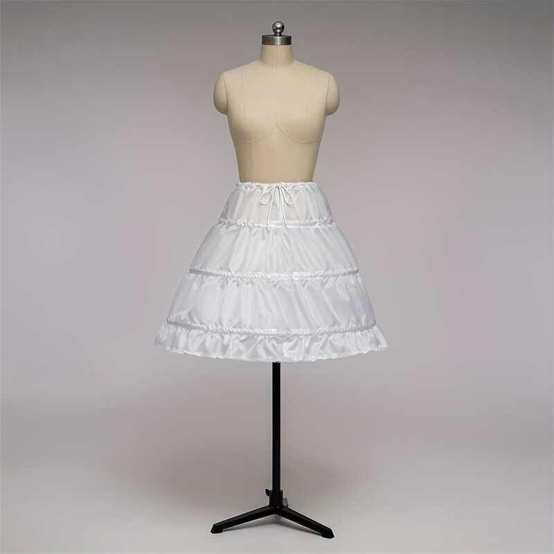 White Petticoat Para Sa Mga Bata A-Line 3 Hoops One Layer Lace Trim Dress Underskirt Elastic Waist - Image 2