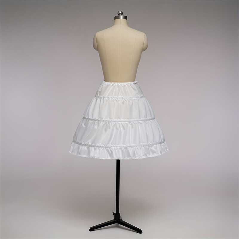 White Petticoat Para Sa Mga Bata A-Line 3 Hoops One Layer Lace Trim Dress Underskirt Elastic Waist - Image 3
