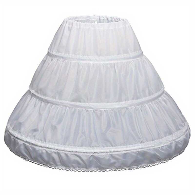 White Petticoat Para Sa Mga Bata A-Line 3 Hoops One Layer Lace Trim Dress Underskirt Elastic Waist - Image 5