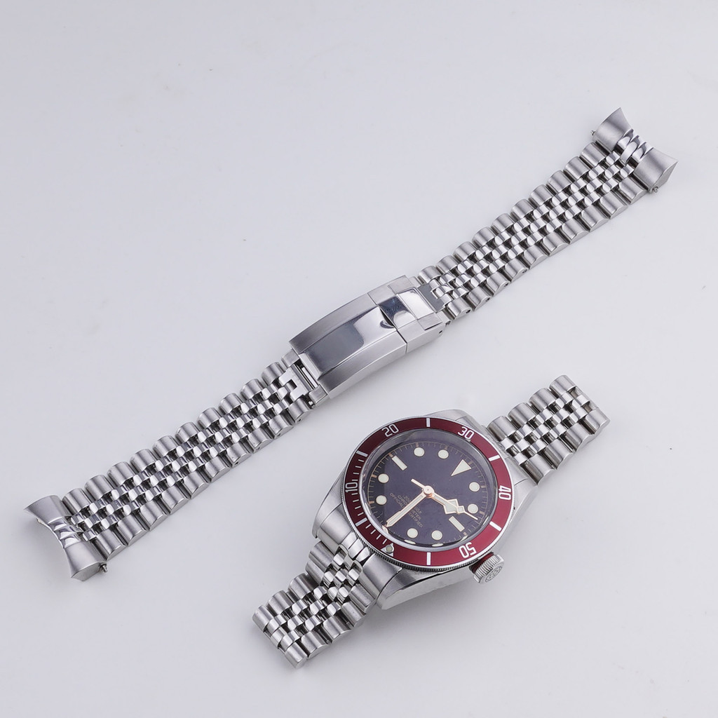 For 22mm Tudor BlackBay 41 Solid Curved jubilee Silver
