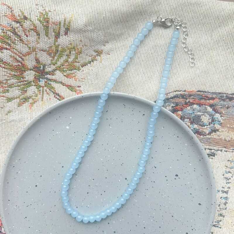 Korean COD Fashion Summer Colorful Glass Bead Choker Necklace For Women Trend Sweet Aesthetic Y2k C - Image 4