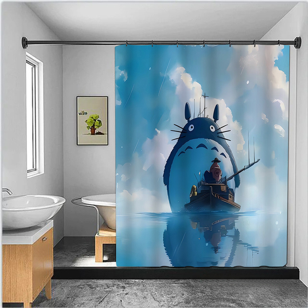 Cute T-TotoroS Shower Curtain Waterproof Polyester Fabric Paint Colorful Bath Curtains Home Bathroom Decor Curtain With Hook