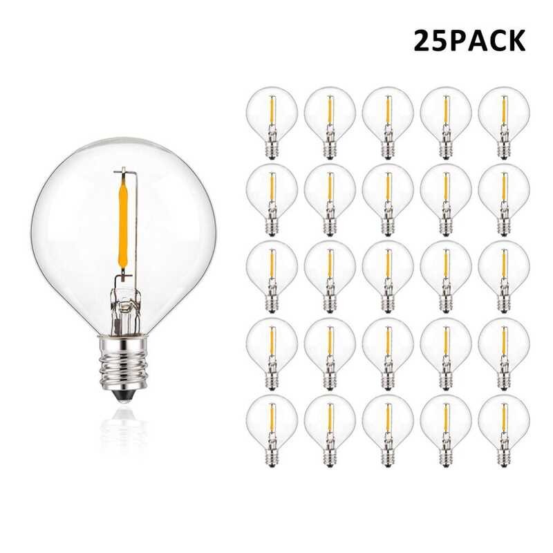 Ed8c 25Pcs Vintage G40 LED Replacement Light Bulbs 1W E12 Socket 220V 110V Warm White 2200K Cle