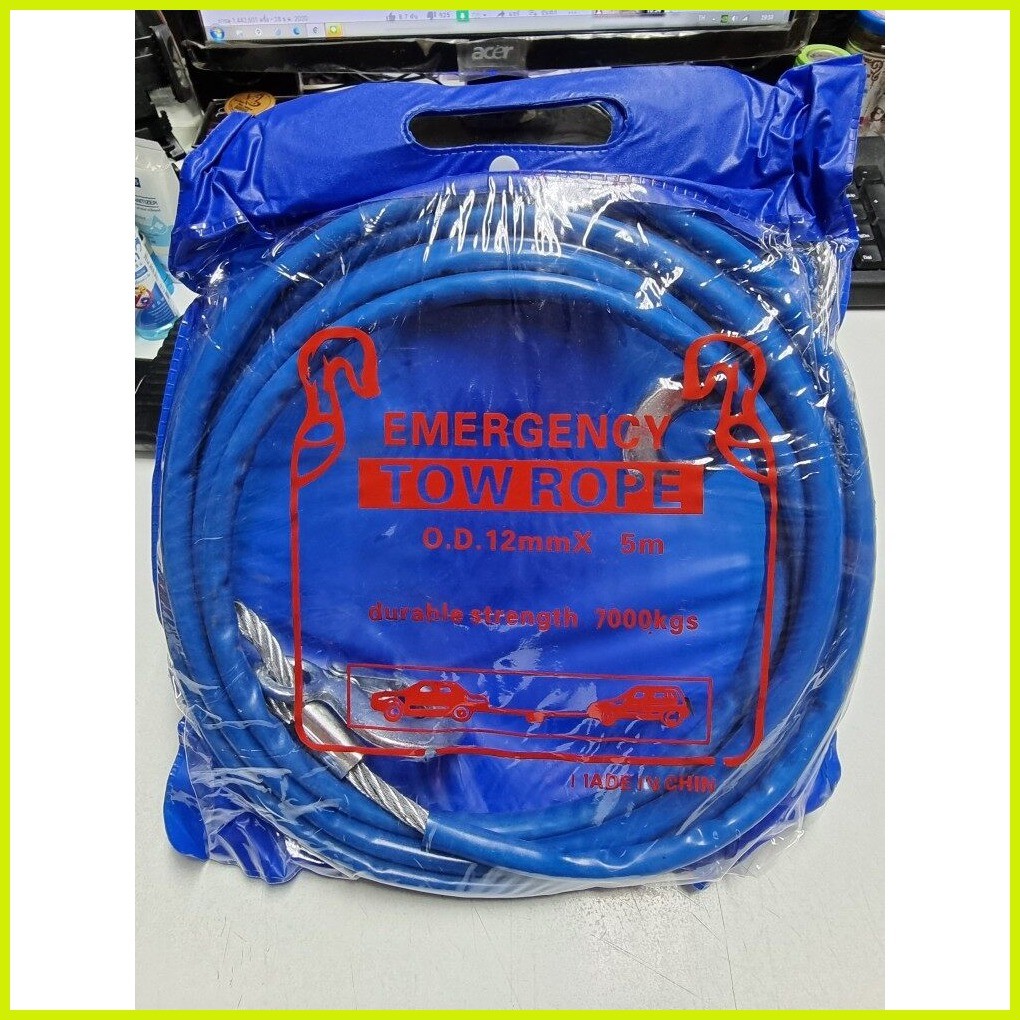 Car Tow Rope Steel wireTow Strap With Hooks Heavy Duty CarTowing Rope 5M/7 tons