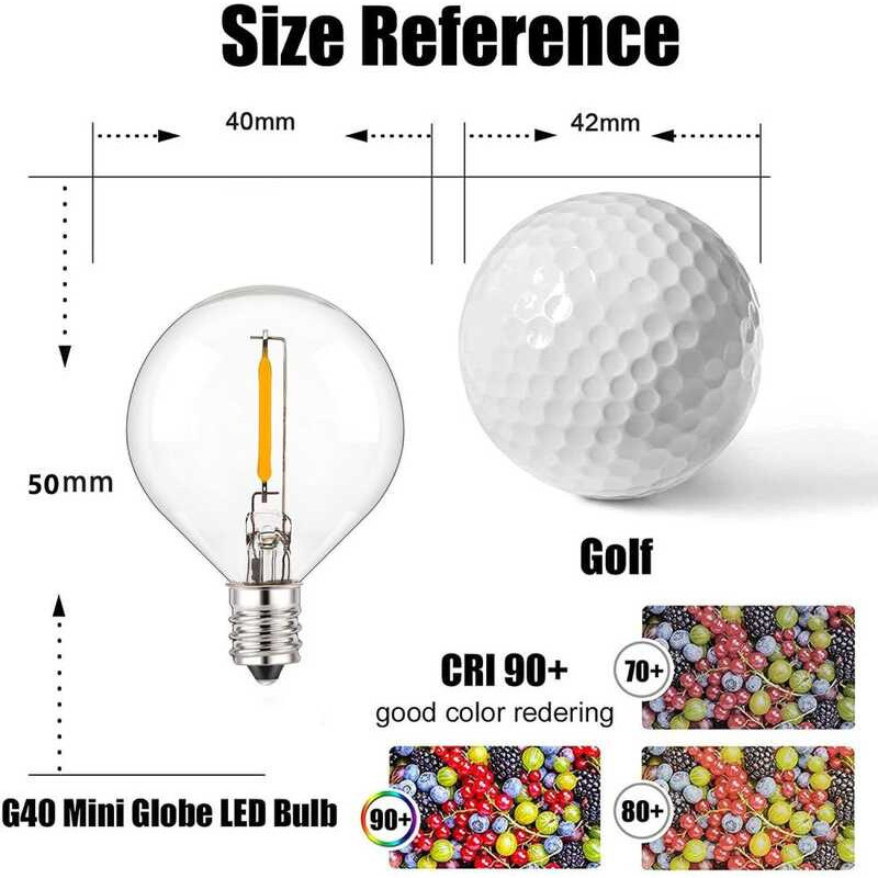 Ed8c 25Pcs Vintage G40 LED Replacement Light Bulbs 1W E12 Socket 220V 110V Warm White 2200K Cle - Image 2